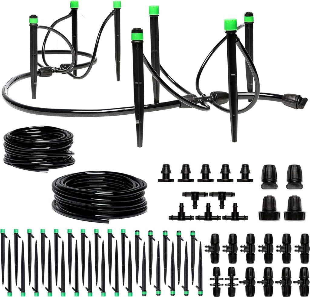 CARPATHEN Drip Irrigation System - Adjustable Premium Garden Watering System for Raised Garden Bed, Yard, Lawn, Greenhouse - Complete Drip Irrigation Kit with Drip Emitters, 1/4 Tubing and Connectors