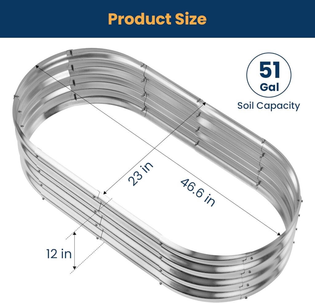 ENJOYBASICS Raised Garden Bed Kit, Galvanized Raised Planter 4x2x1ft Box Outdoor for Vegetables, Large Bottomless Metal Raised Bed for Gardening, Herb, Growing Fruits, Flower