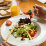 vegetable salad on white ceramic plate