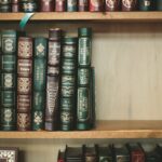 assorted books on wooden bookcase